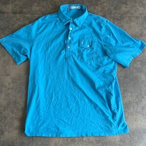 Criquet Polo Shirt Mens Large L Blue Organic Cotton Short Sleeve Pocket